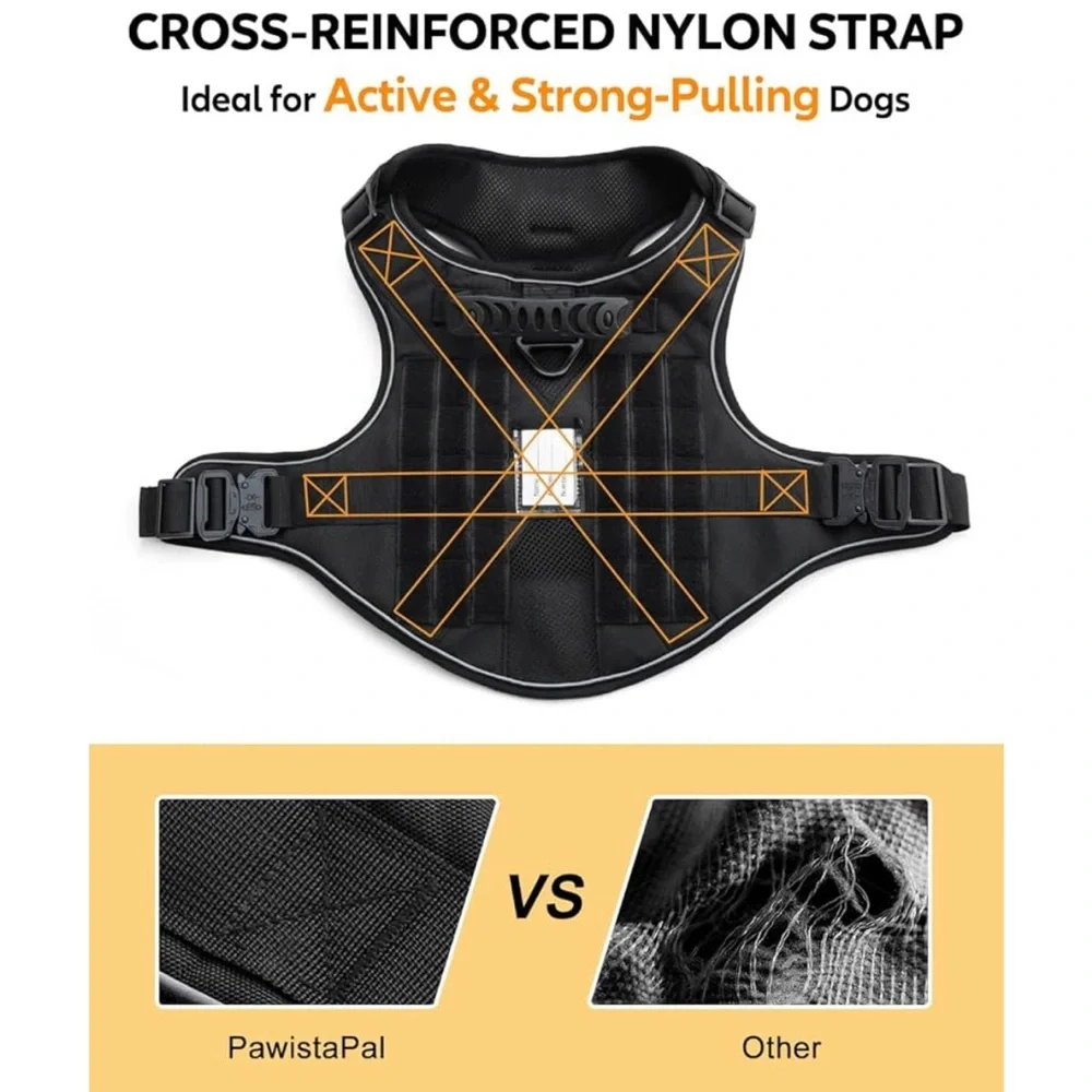 Tactical Dog Harness. No Pull Adjustable Easy to Control Pet Harness with Handle